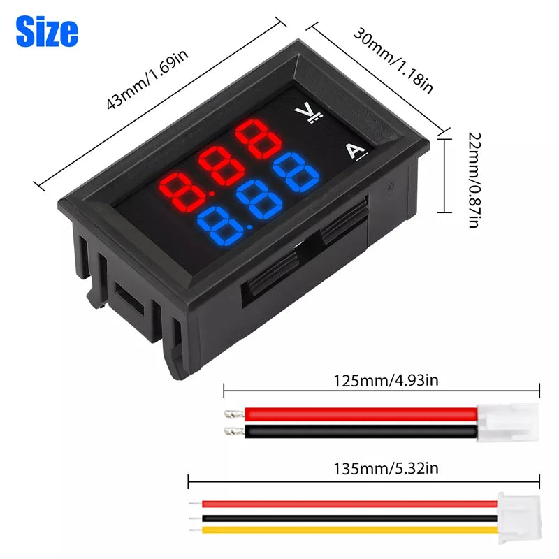 DC 0-100V 10A Digital Voltmeter Ammeter Dual LED Panel Gauge Digital Panel Meter Axl one size