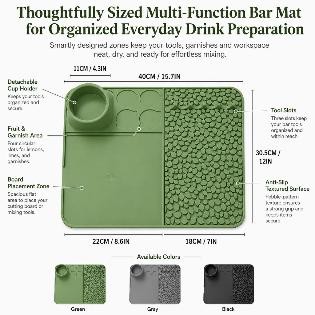 Heavy Duty Silicone Bar Mat – Non-Slip Draining Cocktail Pad Silicone Bar Mat Axl
