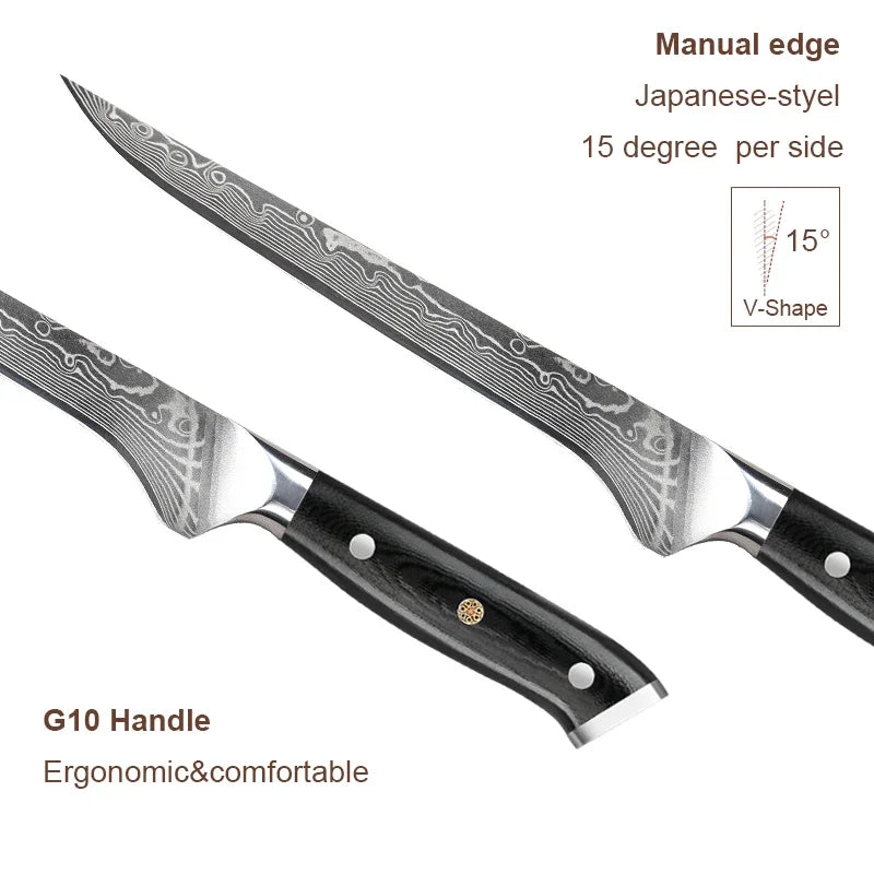 67-Layer Damascus Steel Boning Knife – Japanese Pro Kitchen Knife Damascus Kitchen Knife Axl