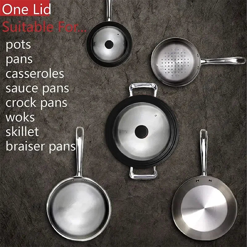 Universal Silicone Glass Lid for Pans & Skillets 16–32cm | PGY Cookware Lid Axl