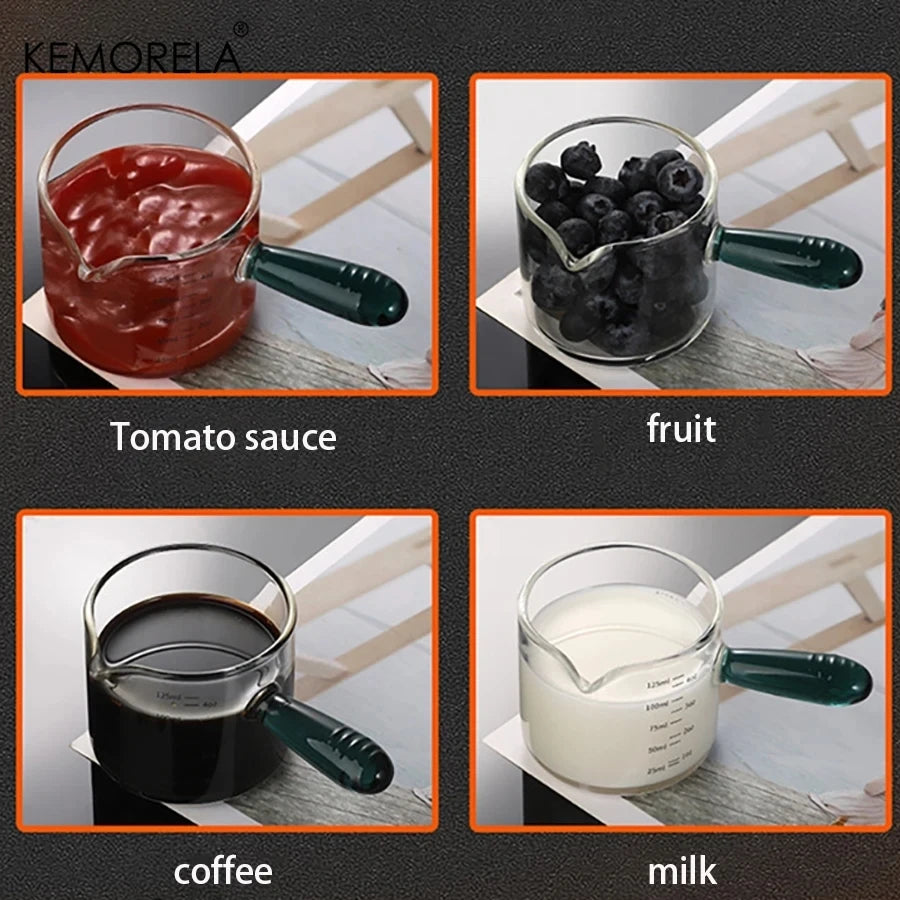 KEMORELA Glass Espresso Cups 60/125ml – Measuring Milk Jug Espresso Shot Glass Axl