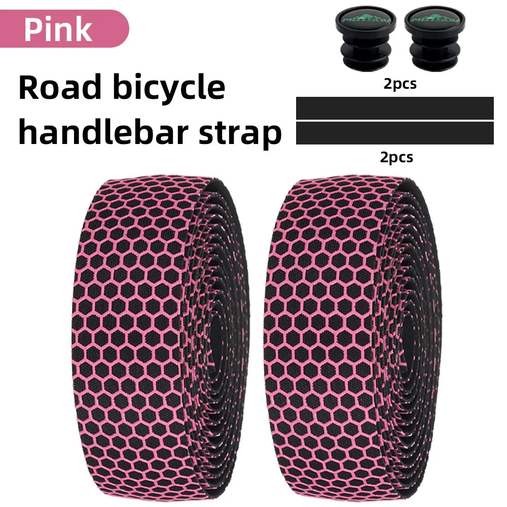 Road Bike Handlebar Tape – Honeycomb Silicone EVA Anti-Slip Wrap Bike Handlebar Tape Axl Pink