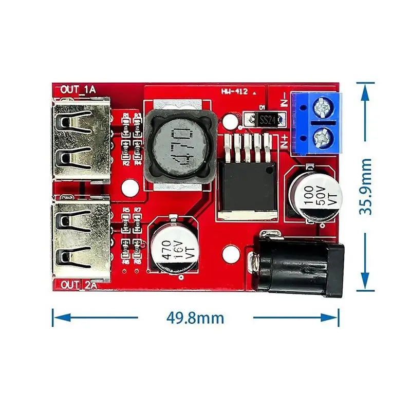 Solar Controller Charger – Dual USB 3A Step-Down Module Solar Charging Module Axl one size Red