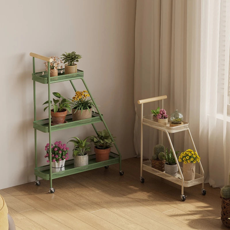 3-Tier Metal Flower Pot Stand – Movable Balcony Plant Rack Plant Pot Stand Axl