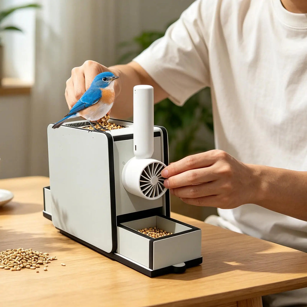 Wooden Bird Seed Shelling Machine – USB Hull Blower for Parrots Bird Feeder Tool Axl