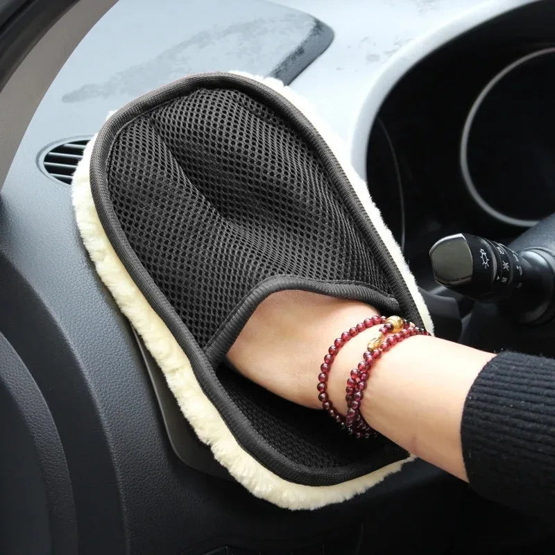 Plush Wool Car Wash Gloves – Auto & Motorcycle Cleaning Mitt Car Wash Mitt Axl