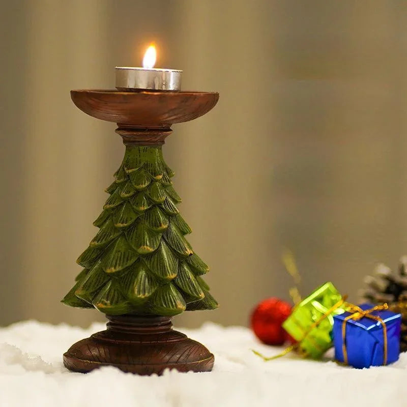 Christmas Tree Candle Holder – Resin Festive Candlestick Decor Candle Holder Axl