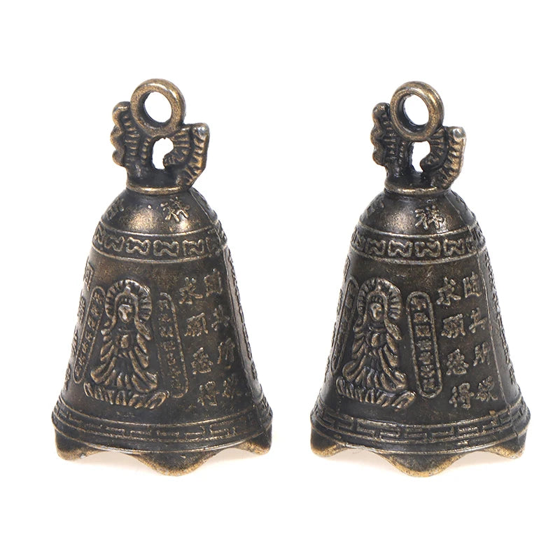 Mini Antique Brass Guanyin Bell Sculpture Set of 2 Decorative Bell Sculpture Axl