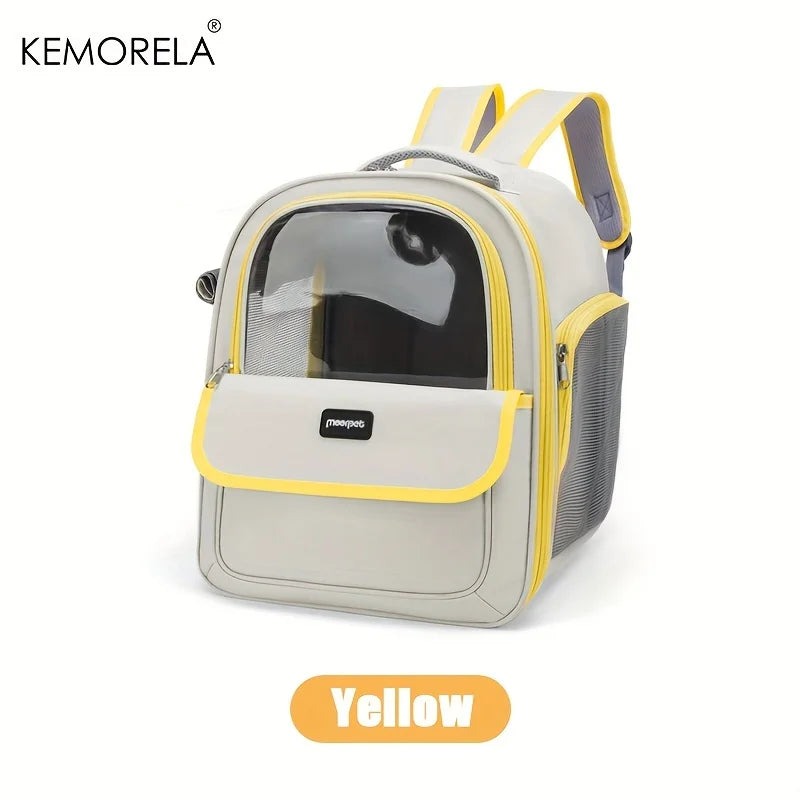 KEMORELA Large Transparent Capsule Pet Backpack – Cats & Dogs Pet Carrier Backpack Axl Yellow
