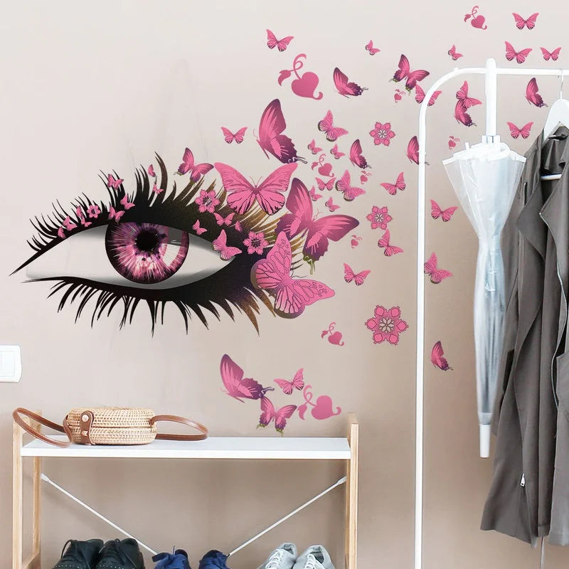 Girl Eyes & Butterfly Wall Decals – Bedroom Wall Stickers Wall Decal Sticker Axl