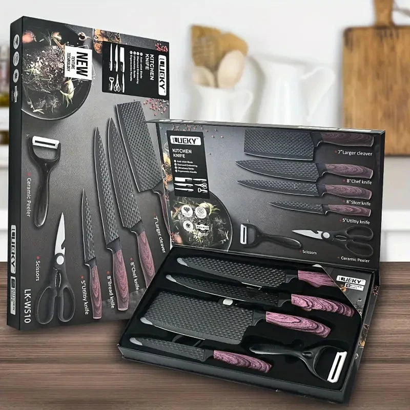 6-Piece Hammer-Textured Kitchen Knife Set | Stainless Steel Kitchen Knife Set Axl
