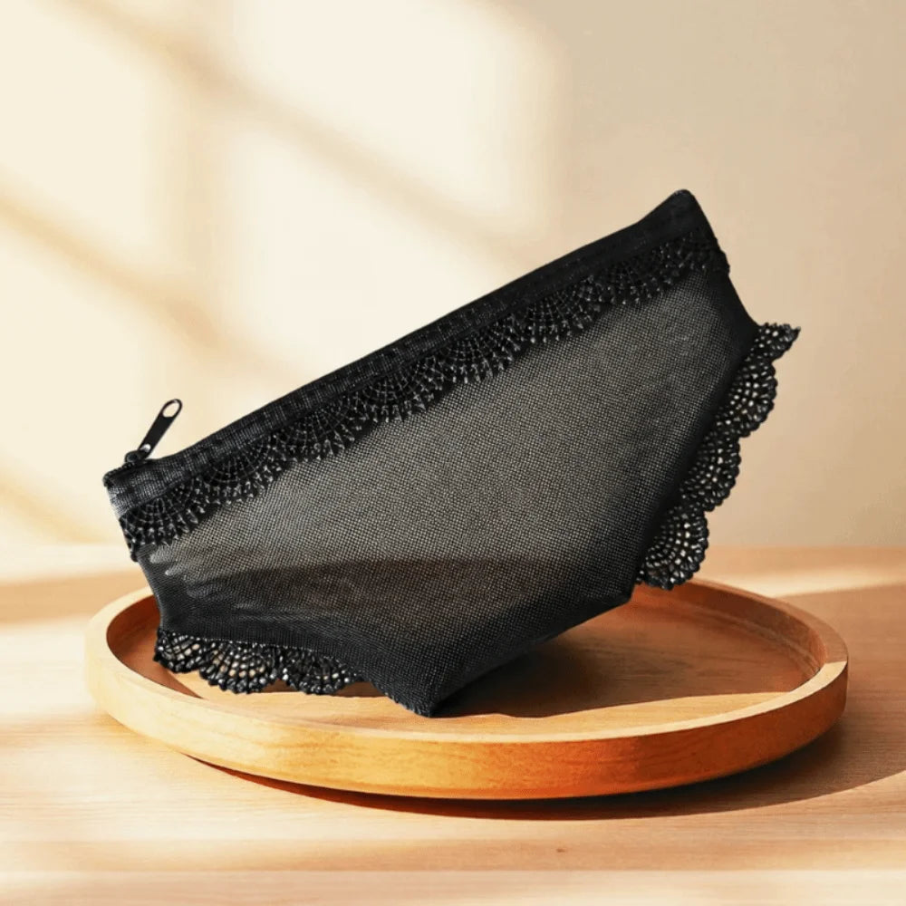 Y2K Briefs Shape Cosmetic Bag – Mesh Lace Makeup Pouch Cosmetic Makeup Bag Axl Black