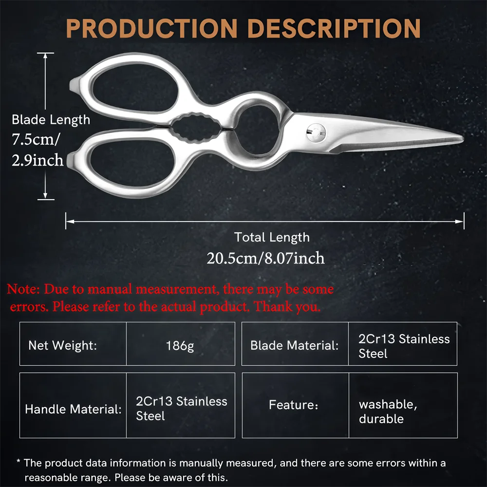 Heavy-Duty Stainless Steel Kitchen Scissors – BBQ Food Shears Kitchen Scissors Axl