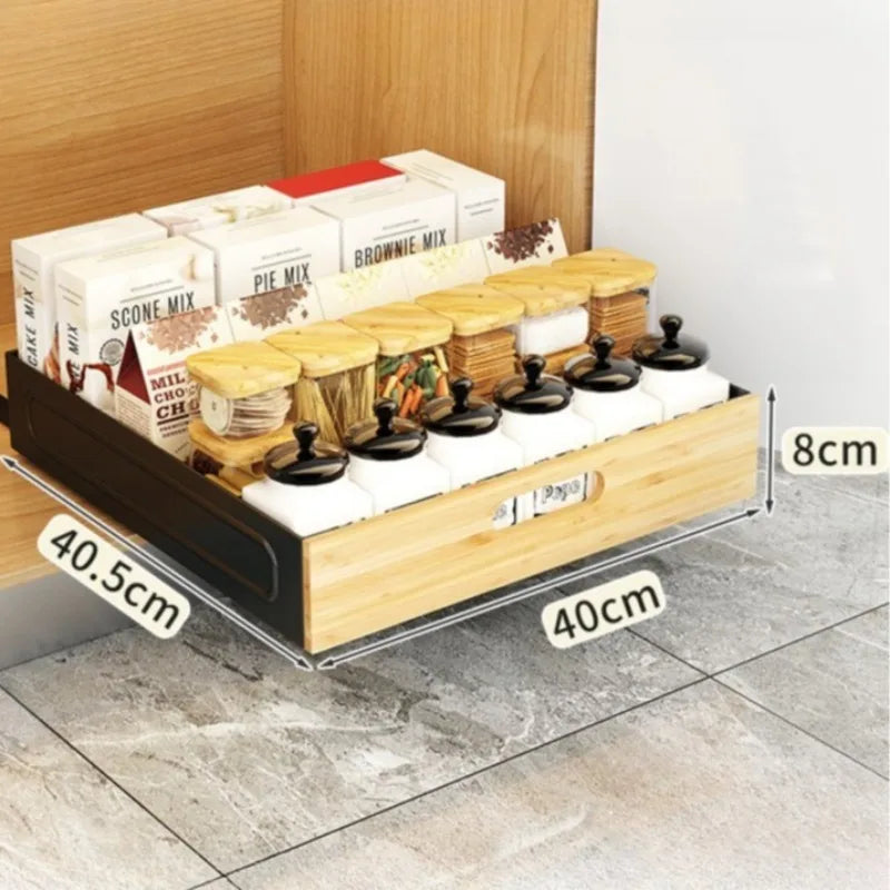 Sliding Cabinet Storage Drawer – Multifunctional Kitchen Organizer Cabinet Storage Drawer Axl Large Black