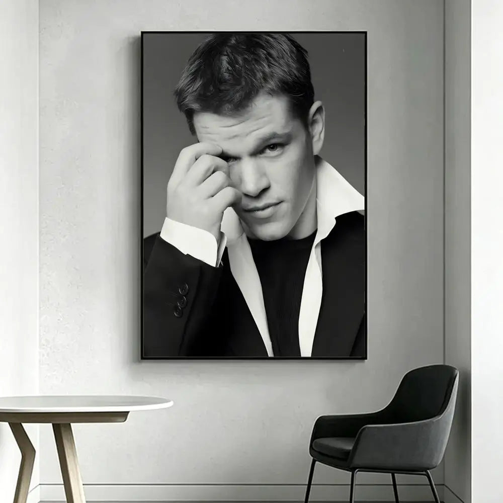 Matt Damon HD Art Poster – Waterproof Sticky Wall Decor Wall Art Poster Axl White4 40X50cmNoframe