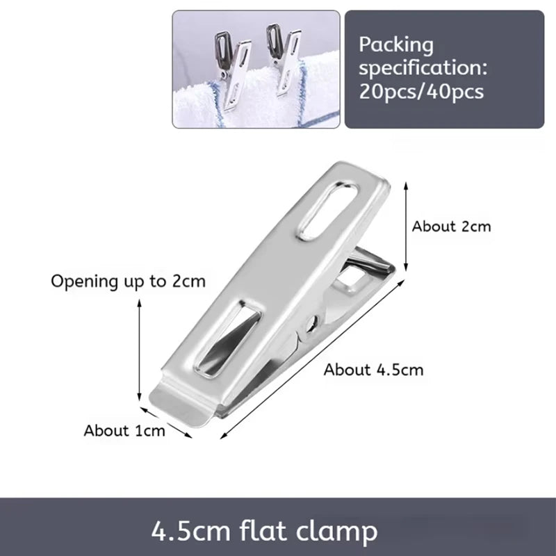 20-Pack Stainless Steel Clothespins – Windproof Sealing Clips Stainless Steel Clothespins Axl 20PCS