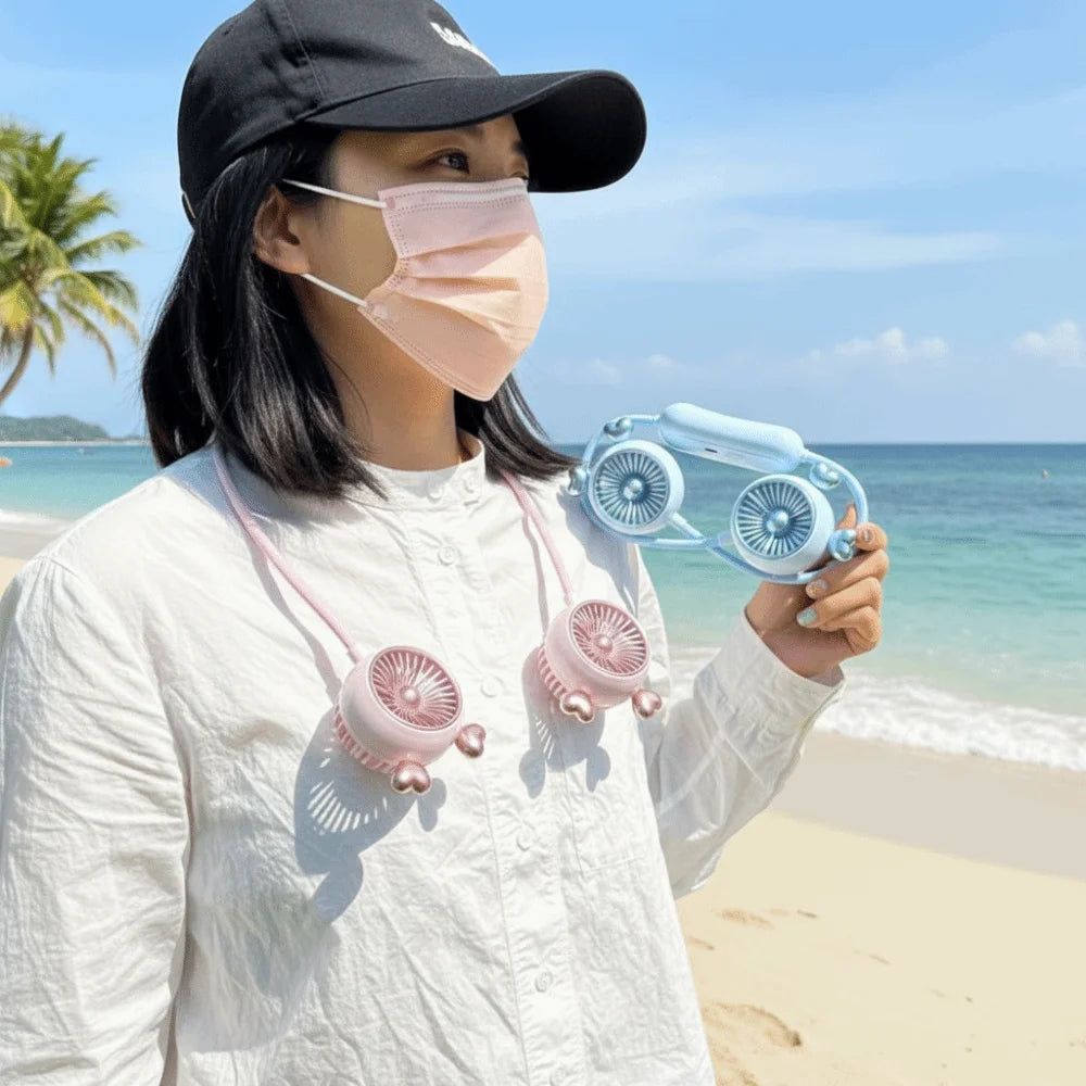 Foldable USB Rechargeable Neck Fan – Quiet Hands-Free Cooling Wearable Neck Fan Axl