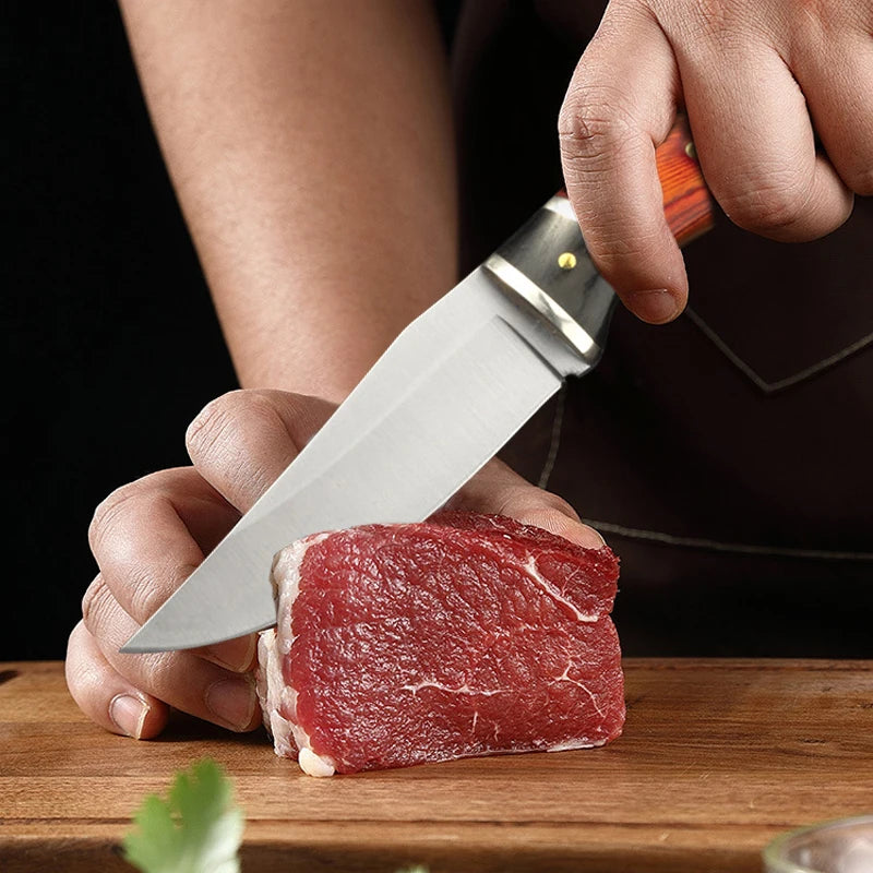 Stainless Steel Boning & Slicing Knife Set | Wood Handle Kitchen Knife Set Axl