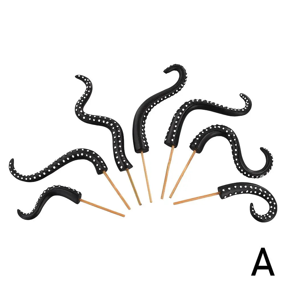 Glow-in-the-Dark Octopus Tentacle Plant Stakes – 7-Piece Set Garden Décor Stakes Axl Black