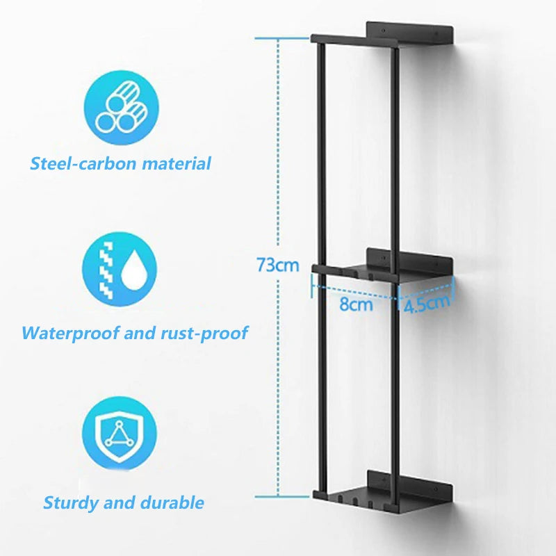 Metal 3-Tier Wall-Mounted Bathroom Shelf & Towel Rack Bathroom Wall Shelf Axl