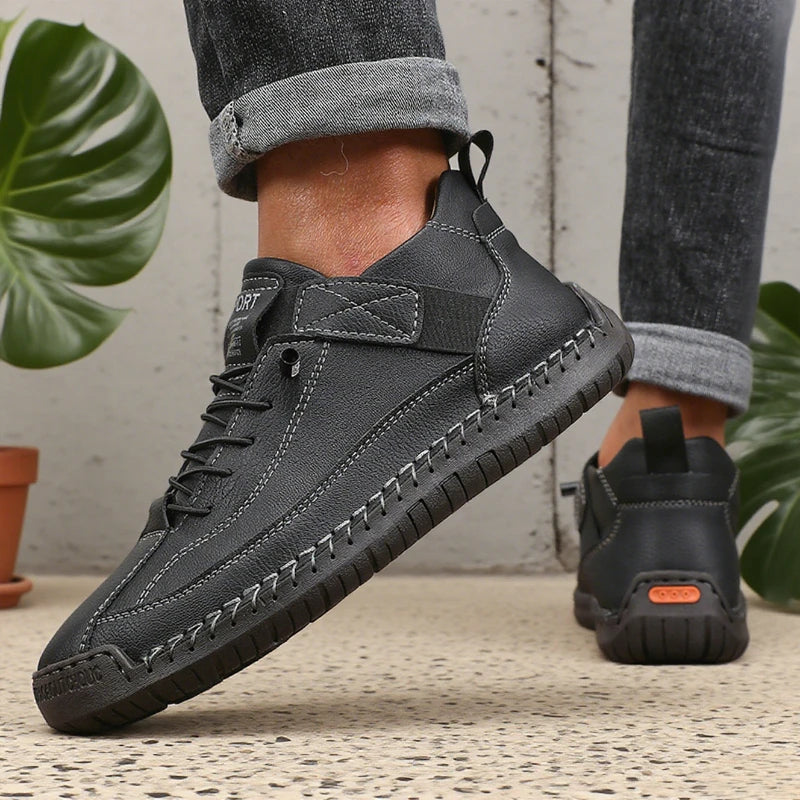 ZULIWAGN Retro Men's Leather Strap Sneakers | Casual Walking Shoes Men's Casual Sneakers Axl