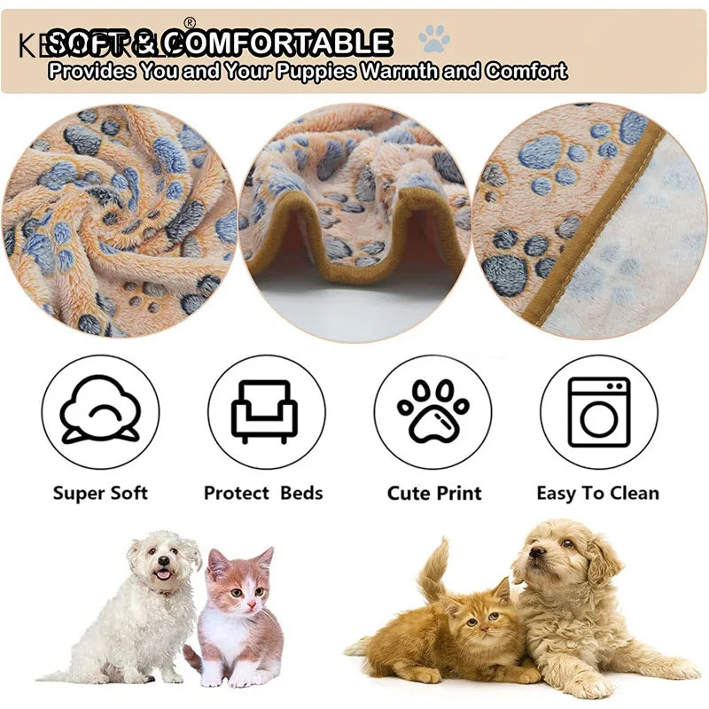 Soft Fluffy Pet Blanket – Paws & Elephant Pattern | Cats & Dogs Pet Blanket Mat Axl