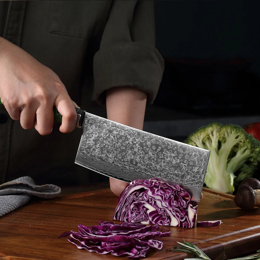 Damascus Steel Chef Knife – Japanese Kitchen Knife Wood Handle Damascus Chef Knife Axl