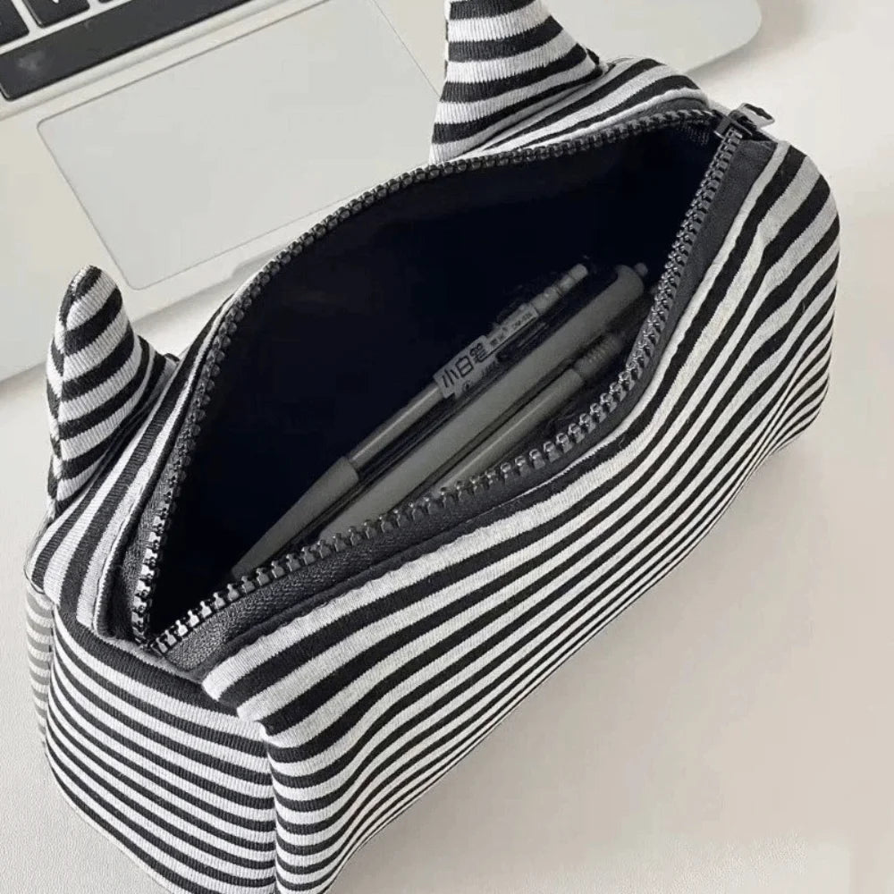 Large Capacity Striped Pencil Case – Rabbit Ear Pouch Pencil Case Axl