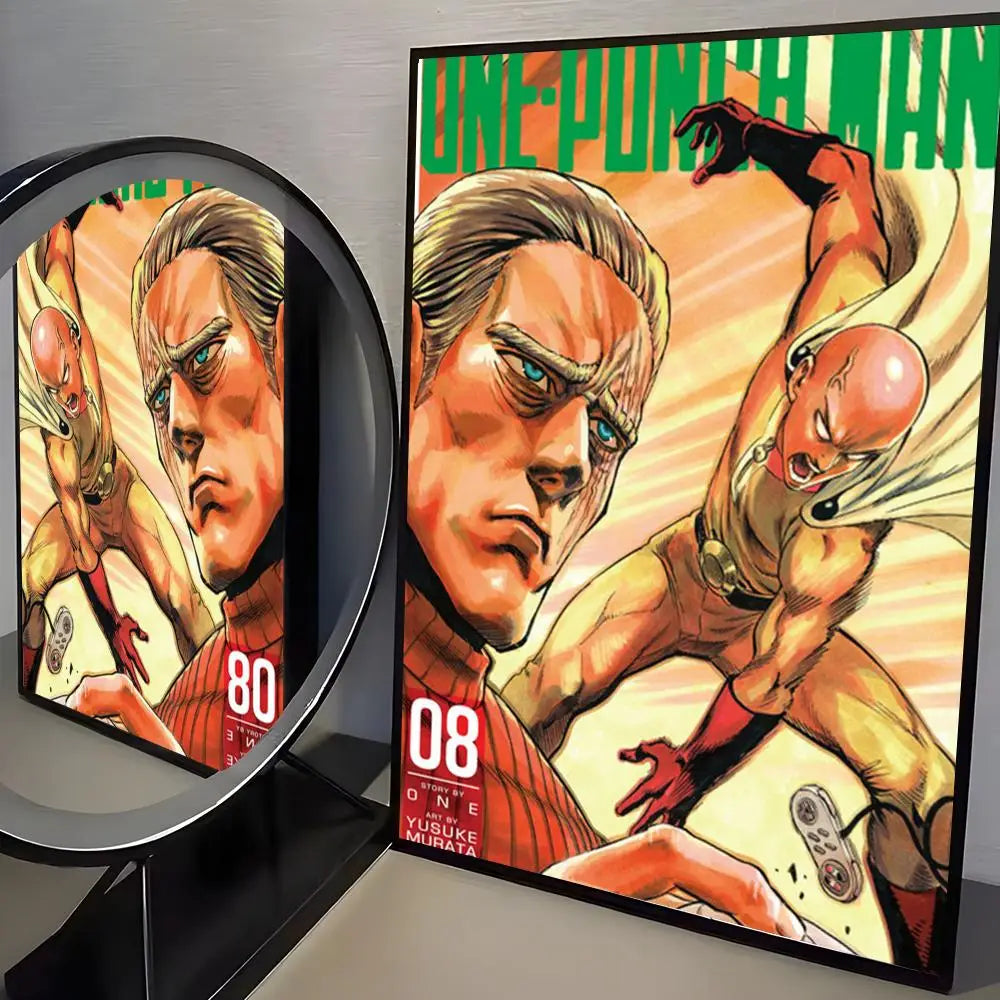 One Punch Man Anime Poster Self-Adhesive Wall Art Sticker Anime Wall Poster Axl Black11 15X20cmNoframe