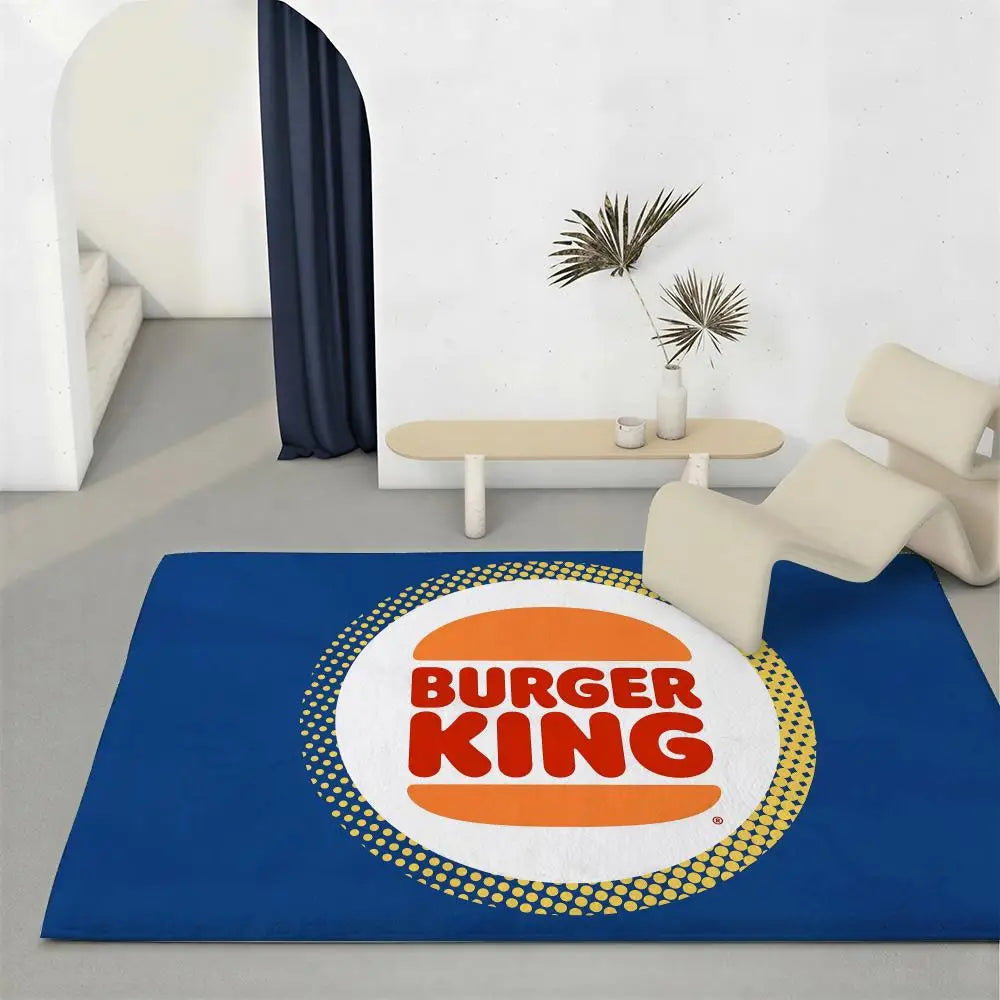 Burger Print Flannel Floor Mat – Non-Slip Soft Indoor Rug Flannel Floor Mat Axl White2 50x80cm
