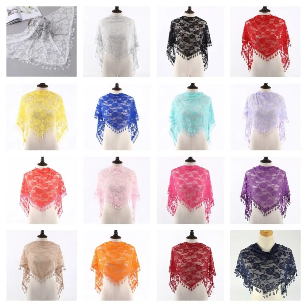 Floral Triangle Scarf Wrap with Tassels – Women's Headband Triangle Scarf Wrap Axl