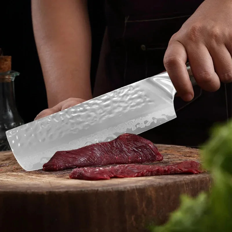 Damascus Steel Cleaver Knife – Sharp Wood Handle Chef Knife Damascus Chef Knife Axl