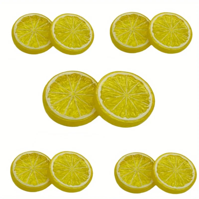10 Pcs Artificial Lemon Slices – Fake Fruit Décor & Photo Props Artificial Fruit Decor Axl Yellow 10pcs