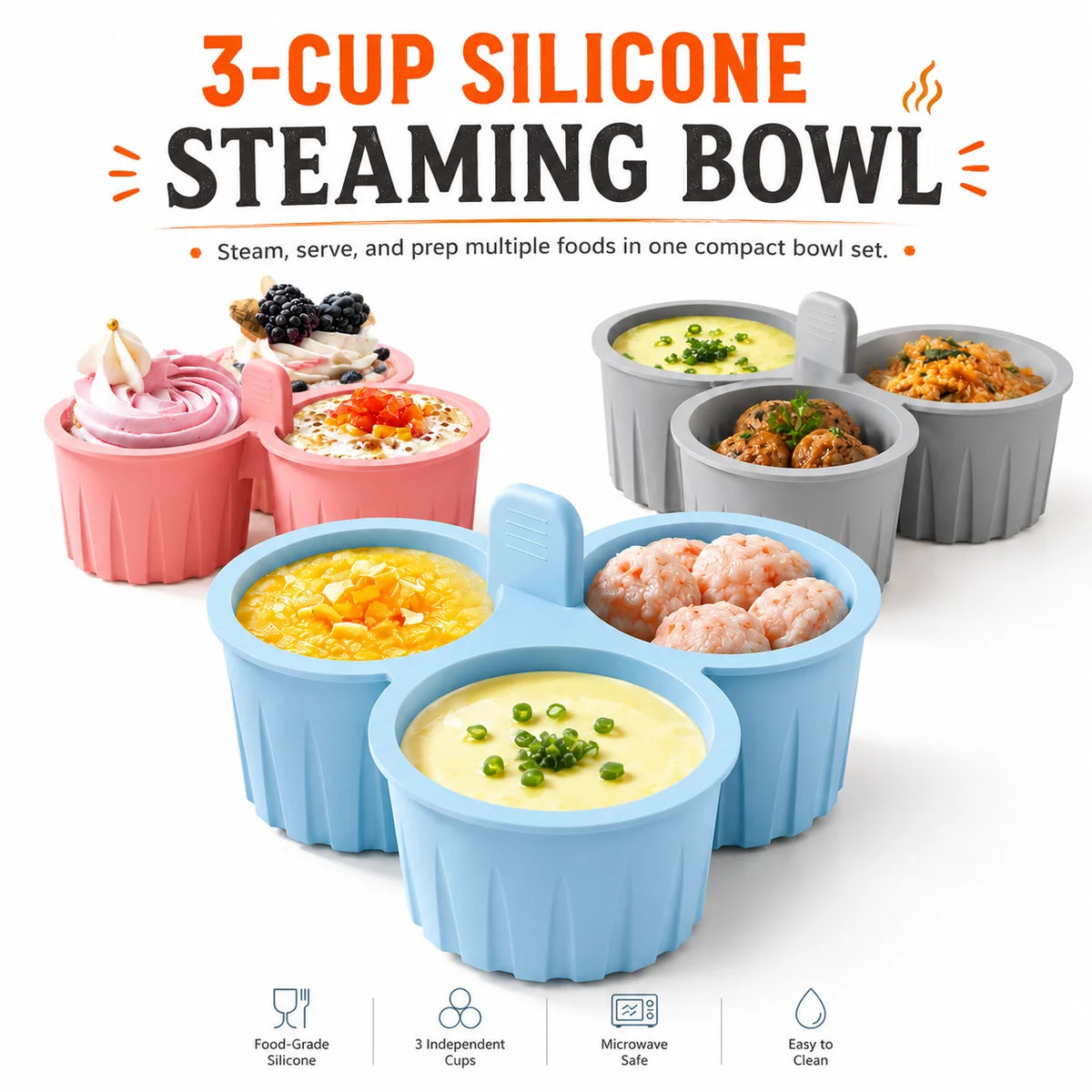 3-in-1 Silicone Air Fryer Egg Bites Mold – Non-Stick Baking Cup Silicone Baking Mold Axl