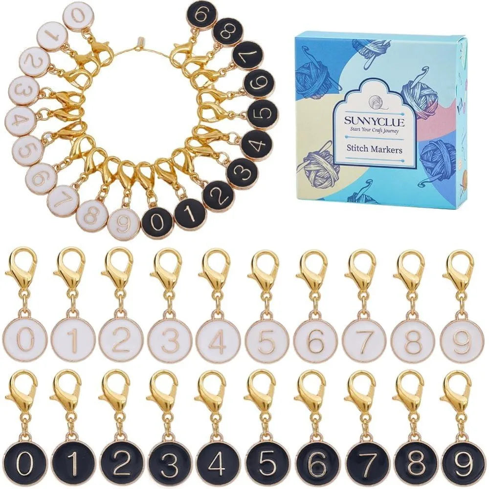 20 Enamel Number Stitch Markers Lobster Clasp Crochet Clips 0–9 Crochet Stitch Markers Axl AECH04-19565