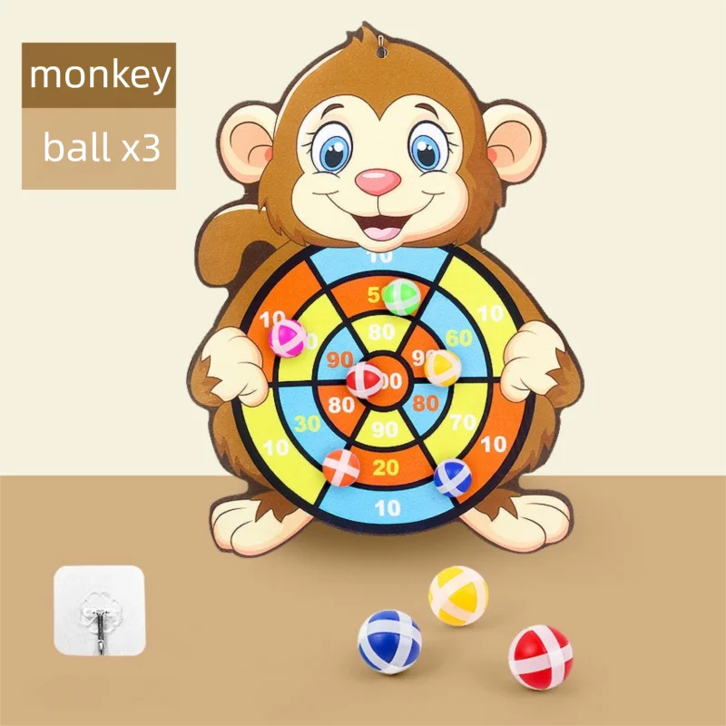 Kids Sticky Ball Dart Board – Safe Montessori Game Ages 3–7 Kids Dart Board Game Axl monkey 3 balls
