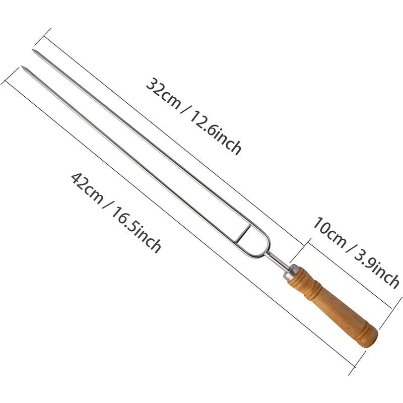 Double Prong BBQ Skewers – U-Shaped Stainless Steel Grilling Forks BBQ Grilling Skewers Axl