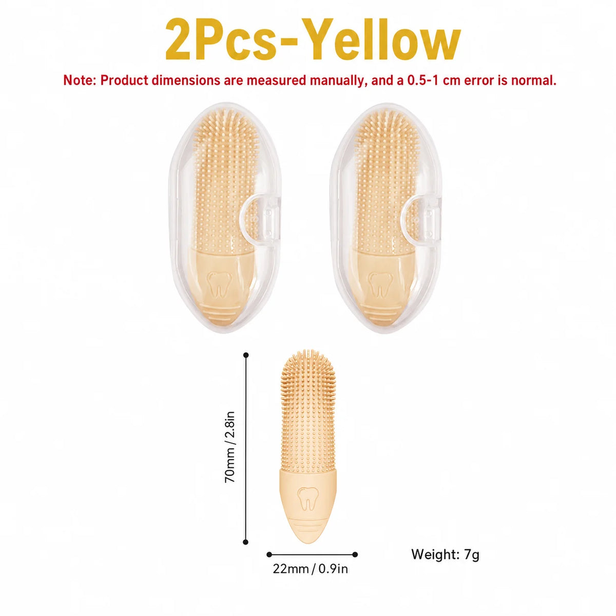 360° Silicone Pet Finger Toothbrush for Dogs & Cats – 2pc Set Pet Dental Brush Axl 2Pcs-Yellow