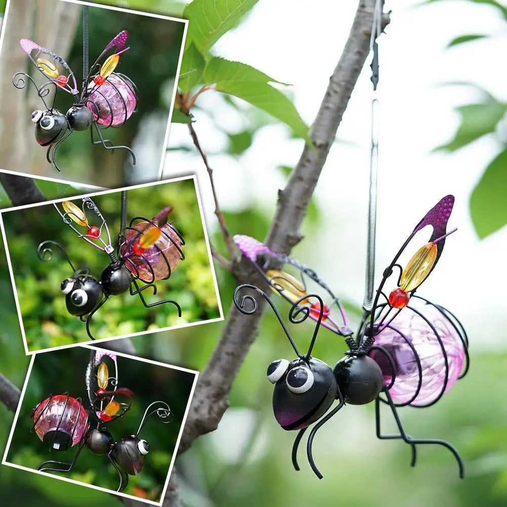 Solar Iron Insect Statue LED Fairy Light Outdoor Garden Decor Solar Garden Ornament Axl