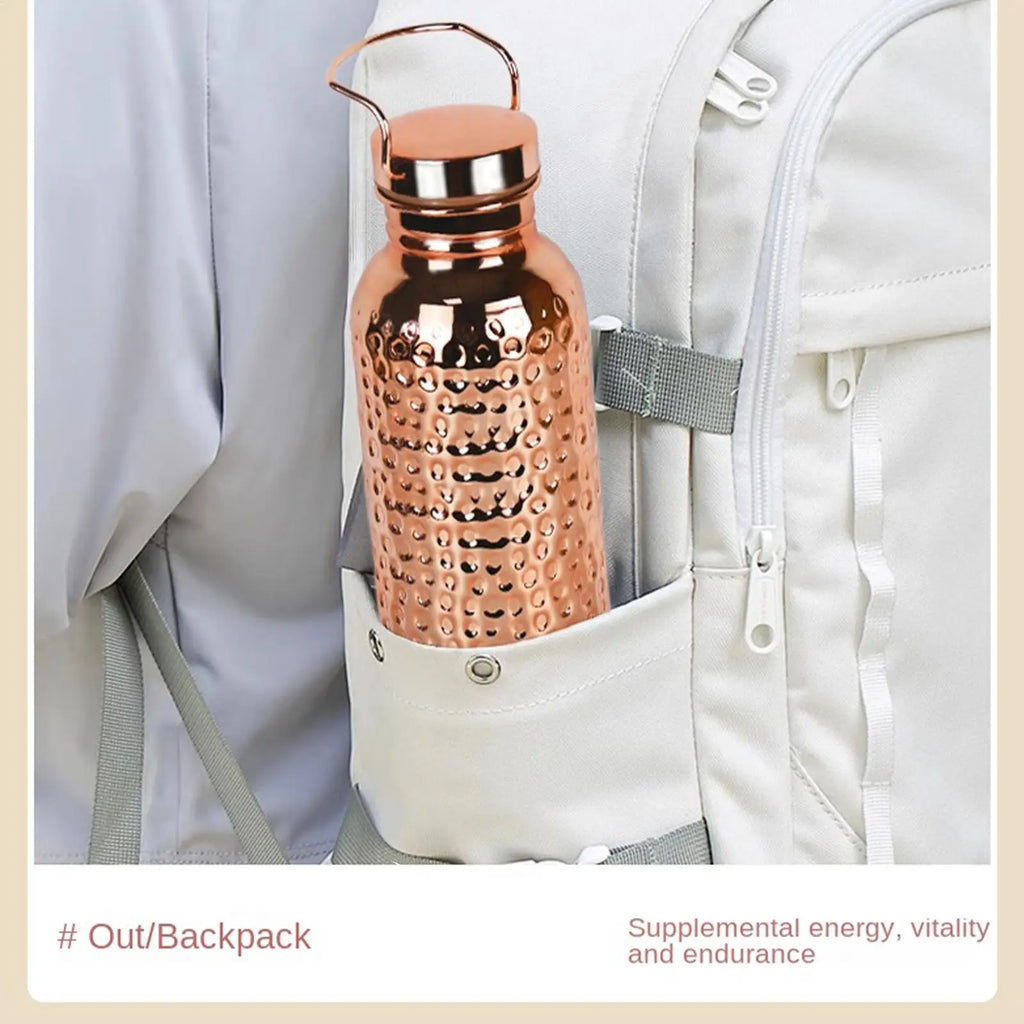 800ml Copper-Plated Stainless Steel Water Bottle | Hammer Pattern Stainless Steel Water Bottle Axl