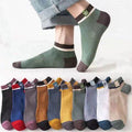5 Pairs Unisex Color Block Boat Socks – Soft Breathable Cotton Ankle Boat Socks Axl 10 pairs mix-1 One Size