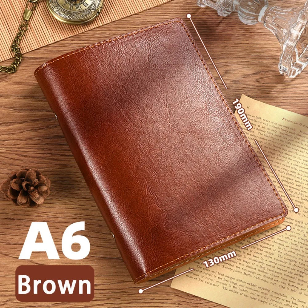 A5/A6 Loose-Leaf PU Leather Notebook – Travel Journal & Diary Loose-Leaf Notebook Axl Brown A6 Shell