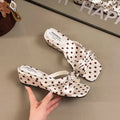 Satin Butterfly-Knot Women's Wedge Slippers | Polka Dot Slides Wedge Slide Slippers Axl Beige 35
