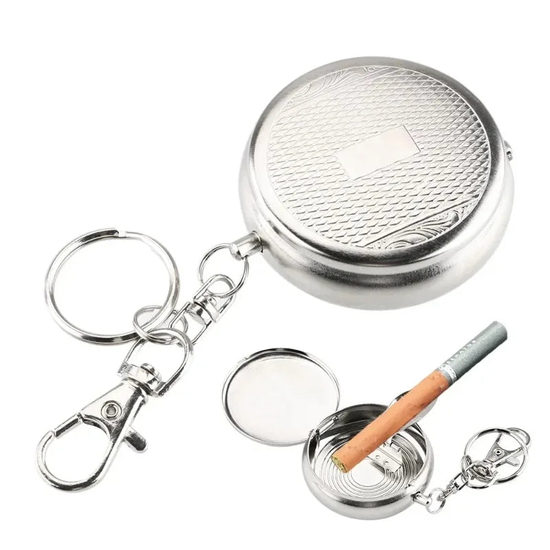 Mini Stainless Steel Pocket Ashtray with Keychain | Car Travel Pocket Ashtray Axl