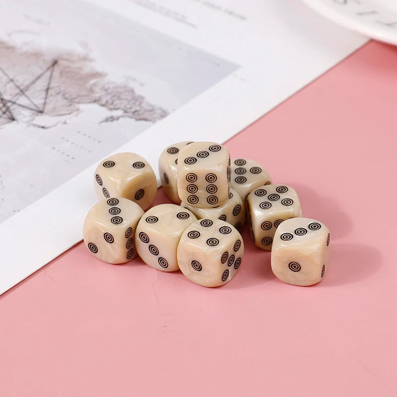 10-Pack 16mm Ivory Acrylic D6 Dice Set – Round Corner Board Game Board Game Dice Axl