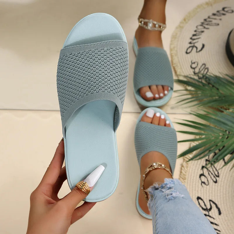 Women's Elastic Roman Flat Sandals – Casual Beach Slide Slippers Flat Slide Sandals Axl