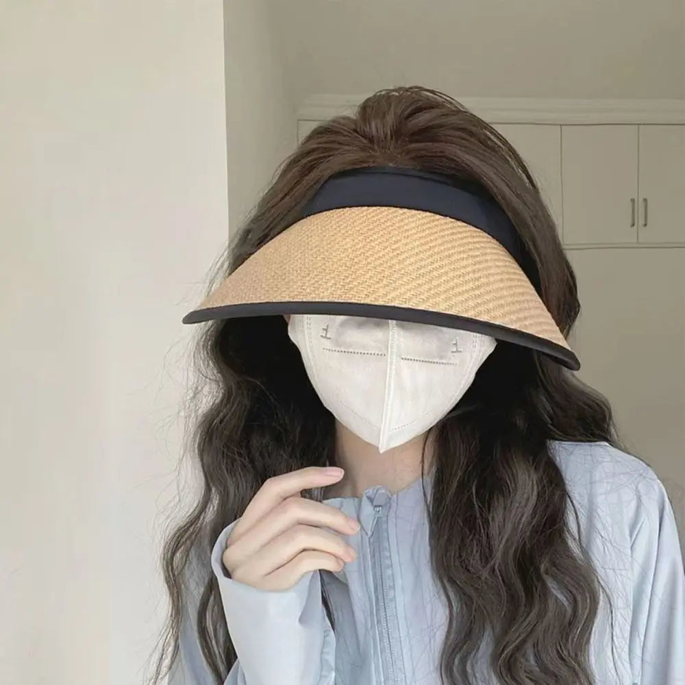 Women's Open Top Straw Sun Hat – UV Protection Wide Brim Wide Brim Sun Hat Axl