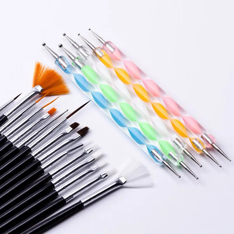 Nail Art Brush Set 8/12/20 Pc – Pointed Line & Detail Brushes Nail Art Brush Set Axl
