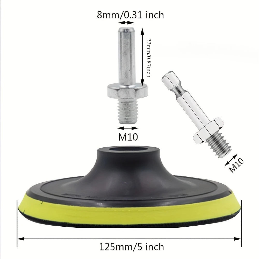 Sanding Pad & Hex Drill Adapter for Grinders & Polishers Sanding Pad Adapter Axl 125mm 1set