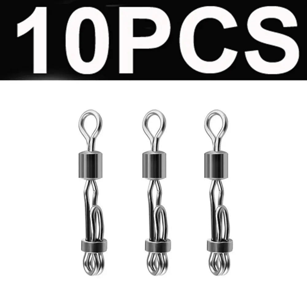 Rolling Swivel with Lock Snap – 10 Pcs Fishing Connectors Fishing Swivel Connector Axl 2-